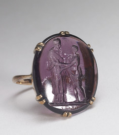 Image for Ring with Glass Paste Intaglio of Two Figures in Classical Dress