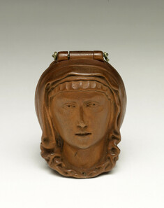 Image for Prayer Bead ("Nut") in the Shape of the Head of the Virgin, Opens to Show Crucifixion