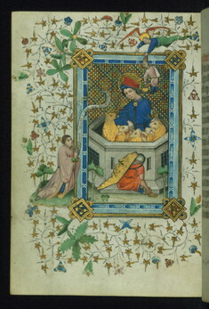 Image for Leaf from Book of Hours of Daniel Rym: Saint Daniel in the Lions' Den Revered by the Manuscript Owner Daniel Rym