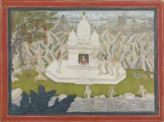 Image for Ascetics before the Shrine of the Goddess, page from a dispersed series of the Kedara Kalpa