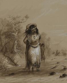 Image for Indian Girl with Papoose Crossing Stream