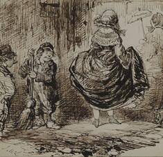 Image for Urchins Looking at a Lady Lifting Her Skirt