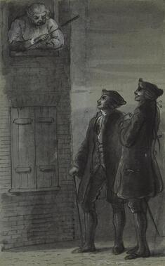 Image for Johnson Addressing Two Men from Window (from James Boswell, Life of Samuel Johnson, 1791)