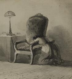 Image for Girl Kneeling Over the Arm of a Chair