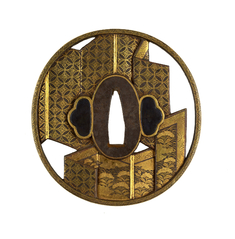 Image for Tsuba with a Pair of Folding Screens