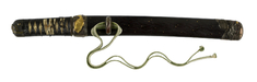 Image for Dagger (aikuchi) with dark brown saya with waves silver mountings, various fish (includes 51.1242.1-51.1242.2)