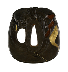 Image for Tsuba with the God Hotei with his Sack