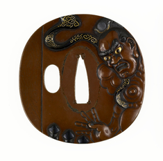 Image for Tsuba with a Gate Guardian at a Temple