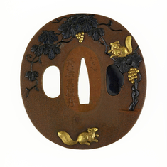 Image for Tsuba with Grapevine and Squirrels