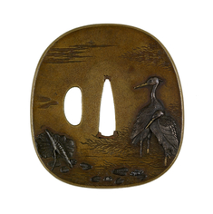 Image for Tsuba with Herons in a Lotus Pond