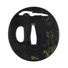 Image for Tsuba with an Owl on a Stone Lantern