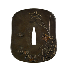 Image for Tsuba with a Sparrow and Autumn Foliage