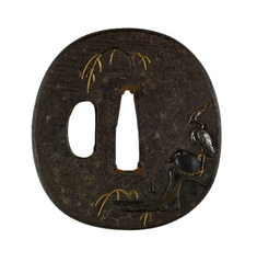 Image for Tsuba with a Crow and a Heron on a Willow Branch
