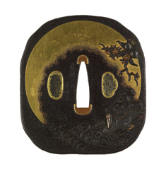 Image for Tsuba with Cranes and Peach Trees