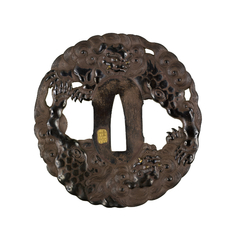 Image for Tsuba with Chinese Lions Among Clouds