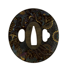 Image for Tsuba with Floral Design of Overlapping Textiles ("Ho-o")