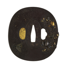 Image for Tsuba with Blossoming Magnolia with Sparrows