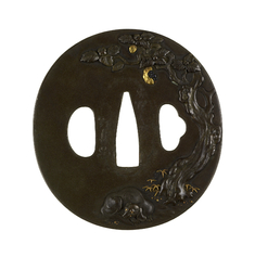 Image for Tsuba with Dog Under a Pomegranate Tree