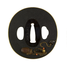 Image for Tsuba with a Netsuke, Inro, Money Pouch, and Fan