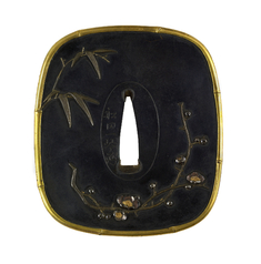 Image for Tsuba with the Four Gentlemen: Orchid, Bamboo, Plum, and Chrysanthemum