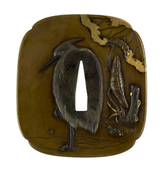 Image for Tsuba with a Heron and Lotus in a Stream