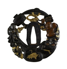 Image for Tsuba with Hotei with Attendants and Treasures