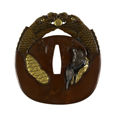 Image for Tsuba with a Fox in Buddhist Robes Inside a Gong ("Mokugyo")