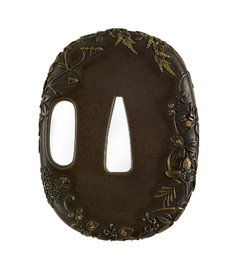 Image for Tsuba with Autumn Grasses with Spider and Butterflies