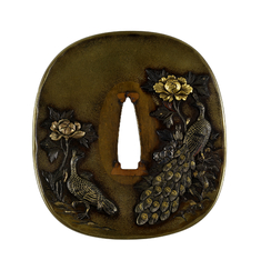 Image for Tsuba with Peacock and Peahen among Peonies