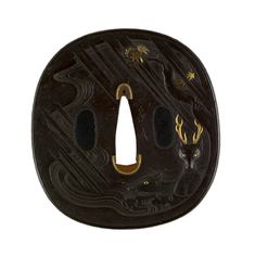 Image for Tsuba with Deer Caught in a Storm
