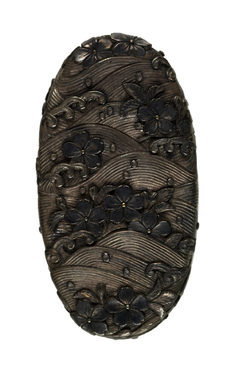 Image for Kashira with Cherry Blossoms Floating on Waves