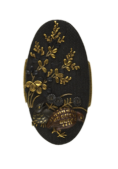Image for Kashira with Quail and Autumn Flowers