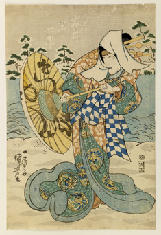 Image for Iwai Hanshiro V as a woman with umbrella