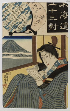 Image for Woman reading, view of Mount Fuji