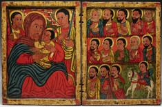 Image for Diptych with Mary and Her Son Flanked by Archangels, Apostles and a Saint