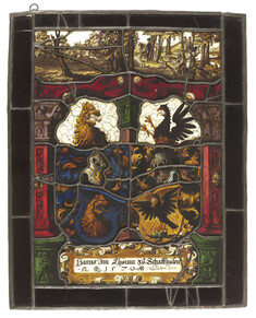 Image for Panel of armorial glass; Forest scenes/ Heraldry