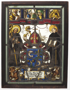 Image for Two saints supporting coat-of-arms