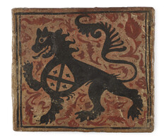 Image for Ceiling tile (socarrat) with heraldic lion with shield
