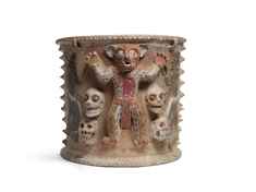 Image for Polychrome Figural Urn with Jaguars and Skulls
