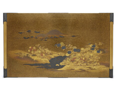 Image for Writing table with brook and various flowers and mountains