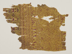 Image for Tiraz fragment with tapestry woven bands of interlace and inscriptions