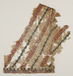 Image for Fragment with diagonal bands of embroidered pattern and inscriptions
