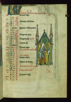 Image for Leaf from Psalter: March Calendar, Man Pruning a Tree