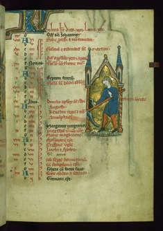 Image for Leaf from Psalter: July Calendar, Man Cutting Grass with a Scythe
