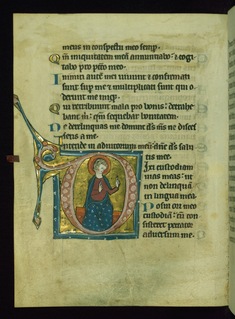 Image for Leaf from Psalter: Psalm 38, Initial D with Seated Apostle