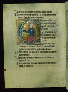 Image for Leaf from Psalter: Psalm 97, Initial C with Seated Apostle