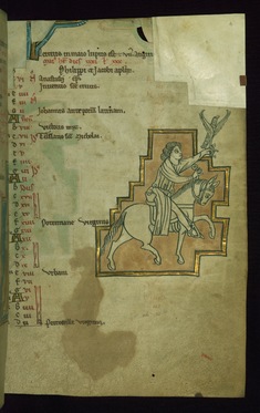 Image for Leaf from the Touke Psalter: May Calendar, Falconer Riding a Horse