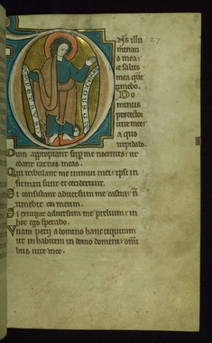 Image for Leaf from the Touke Psalter: Psalm 26, Initial "D" with Saint Peter Trampling Nero