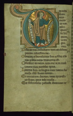 Image for Leaf from the Touke Psalter: Psalm 38, Initial "D" with Saint John the Evangelist Trampling Domitian