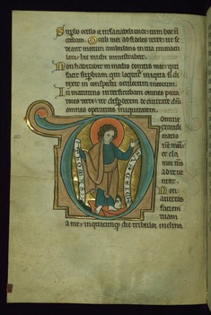 Image for Leaf from the Touke Psalter: Psalm 101, Initial "D" with Saint Thomas Trampling a Persecutor